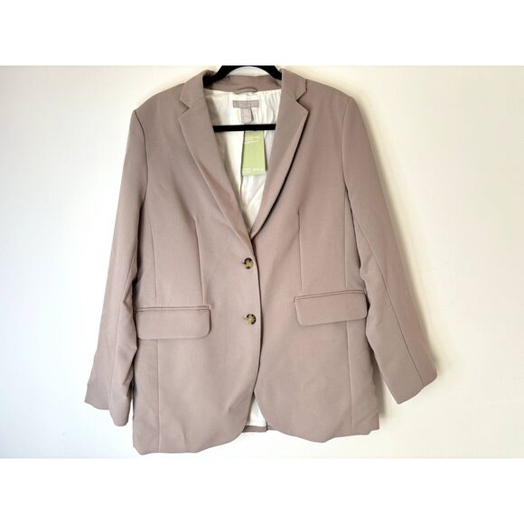 H&M 2 Button Classic Neutral Career Women's Blazer Beige Size Medium New - Picture 1 of 16